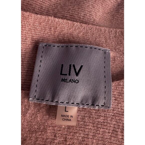 LIV Milano Pink Knit Sweater Size L - Lace & Rhinestone Detail - Gently Used - Picture 4 of 7